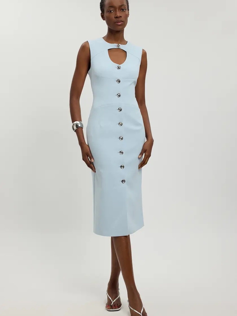 Karen Millen
Compact Stretch Button Tailored Midi Dress